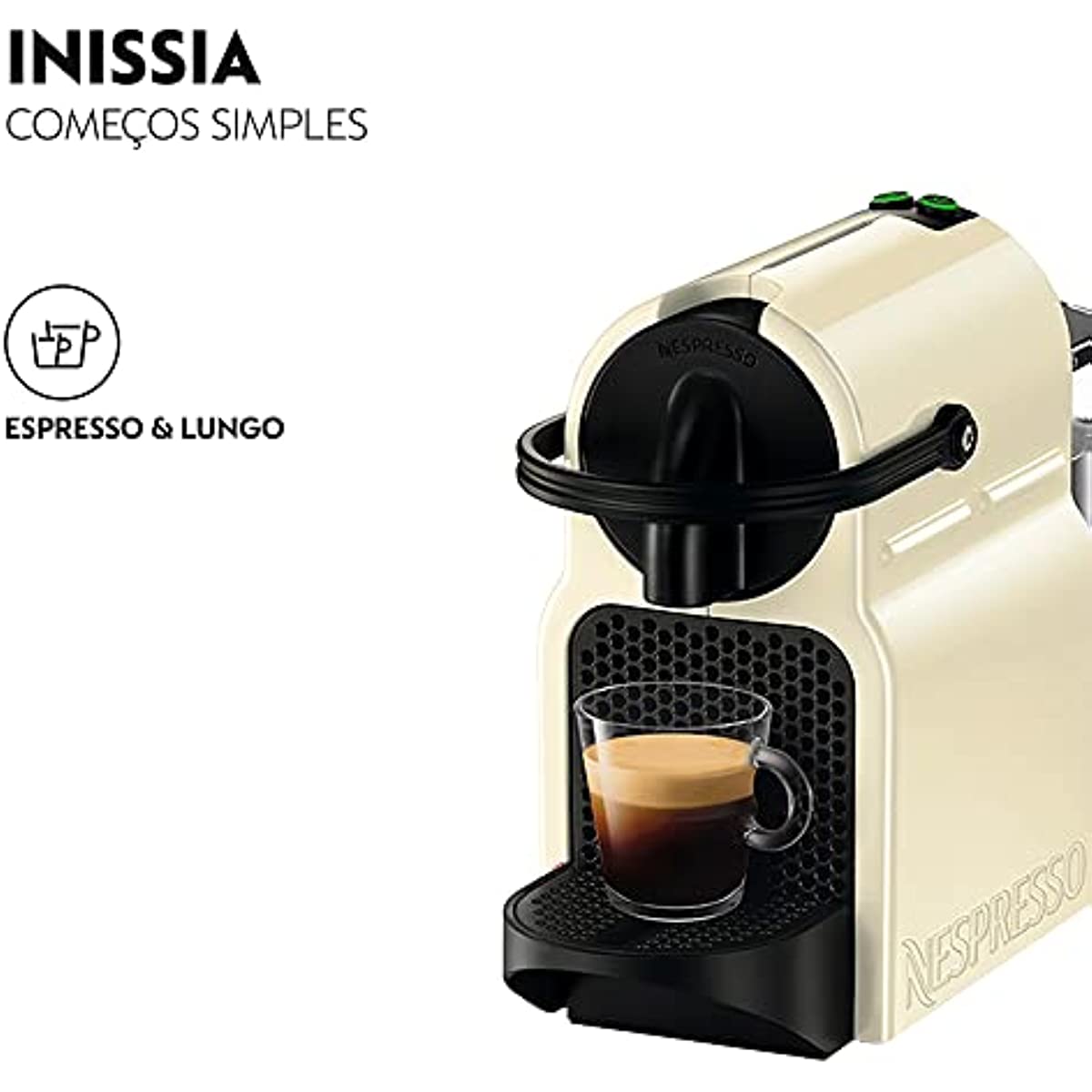 Nespresso Inissia Cafeteira 220V, máquina de café Espresso em casa, cápsula / cápsula elétrica automática (creme)