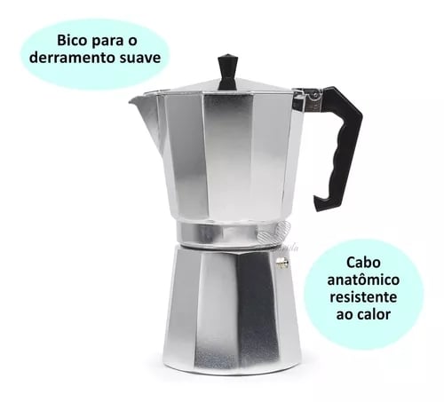 Cafeteira Italiana Moka 9 Xícaras Aluminio Café Expresso