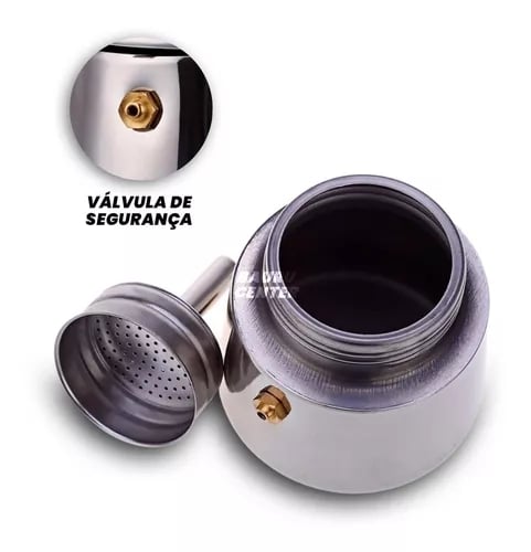 Cafeteira Italiana Aço Inox 450ml 9 Xicaras Café Original