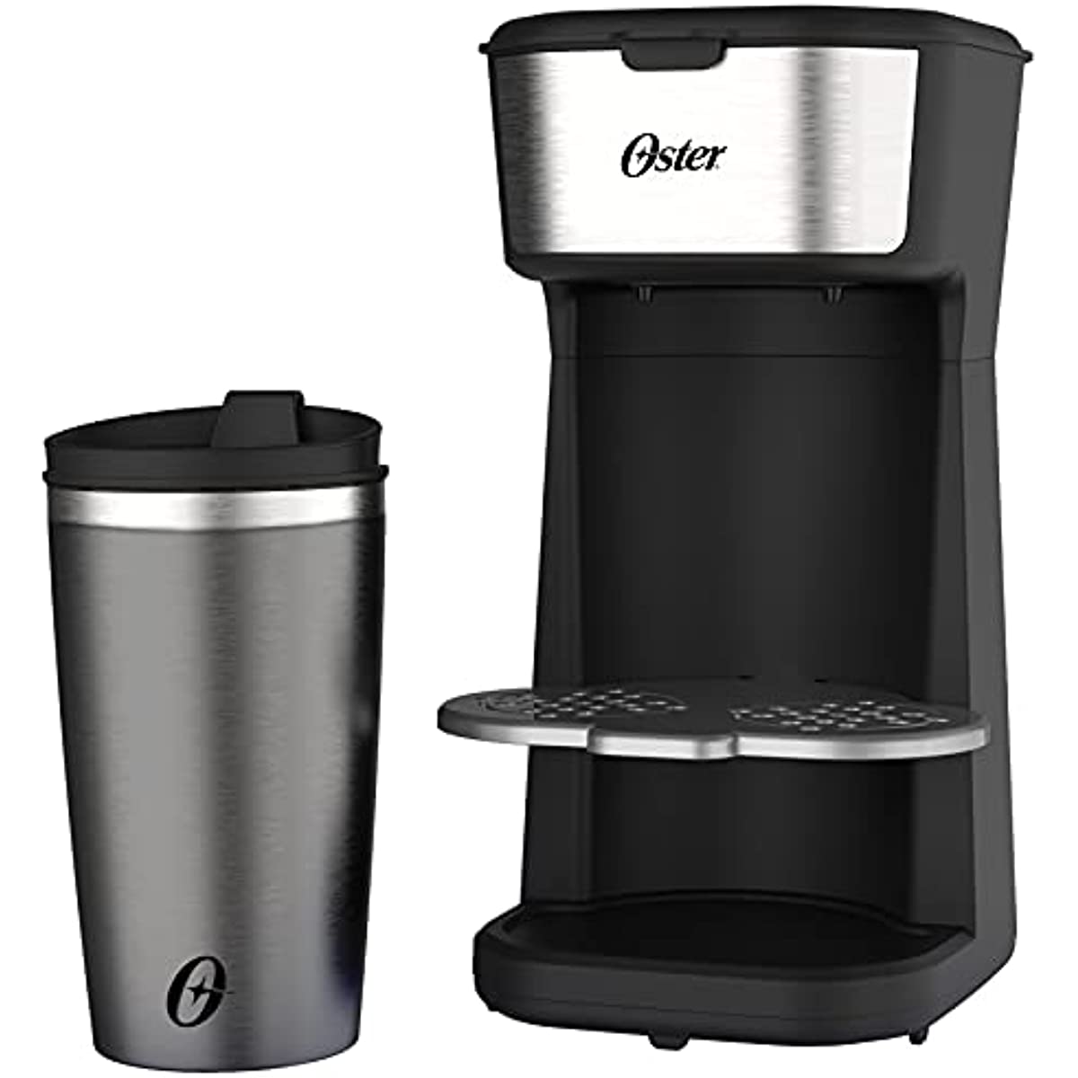 Cafeteira Oster 2Day Inox 2 em 1 com Copo Térmico, 110V, Preto/Inox, 600W, OCAF200