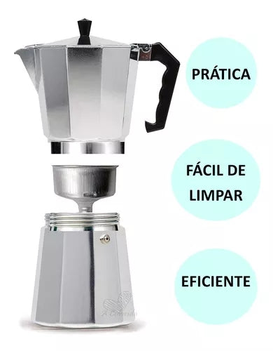 Cafeteira Italiana Moka 9 Xícaras Aluminio Café Expresso