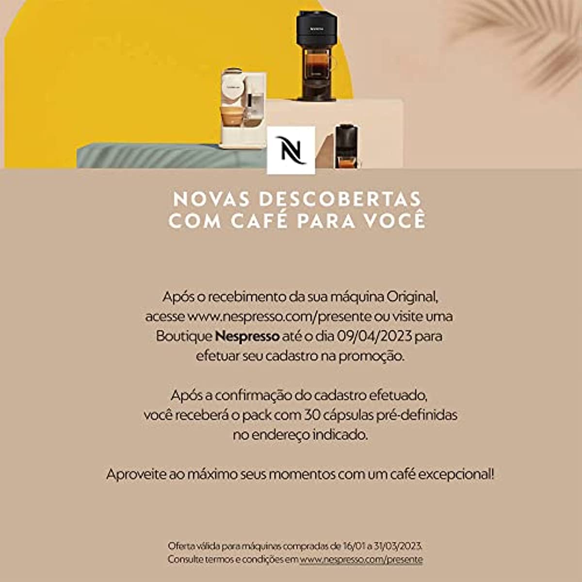 Nespresso Inissia Cafeteira 220V, máquina de café Espresso em casa, cápsula / cápsula elétrica automática (creme)