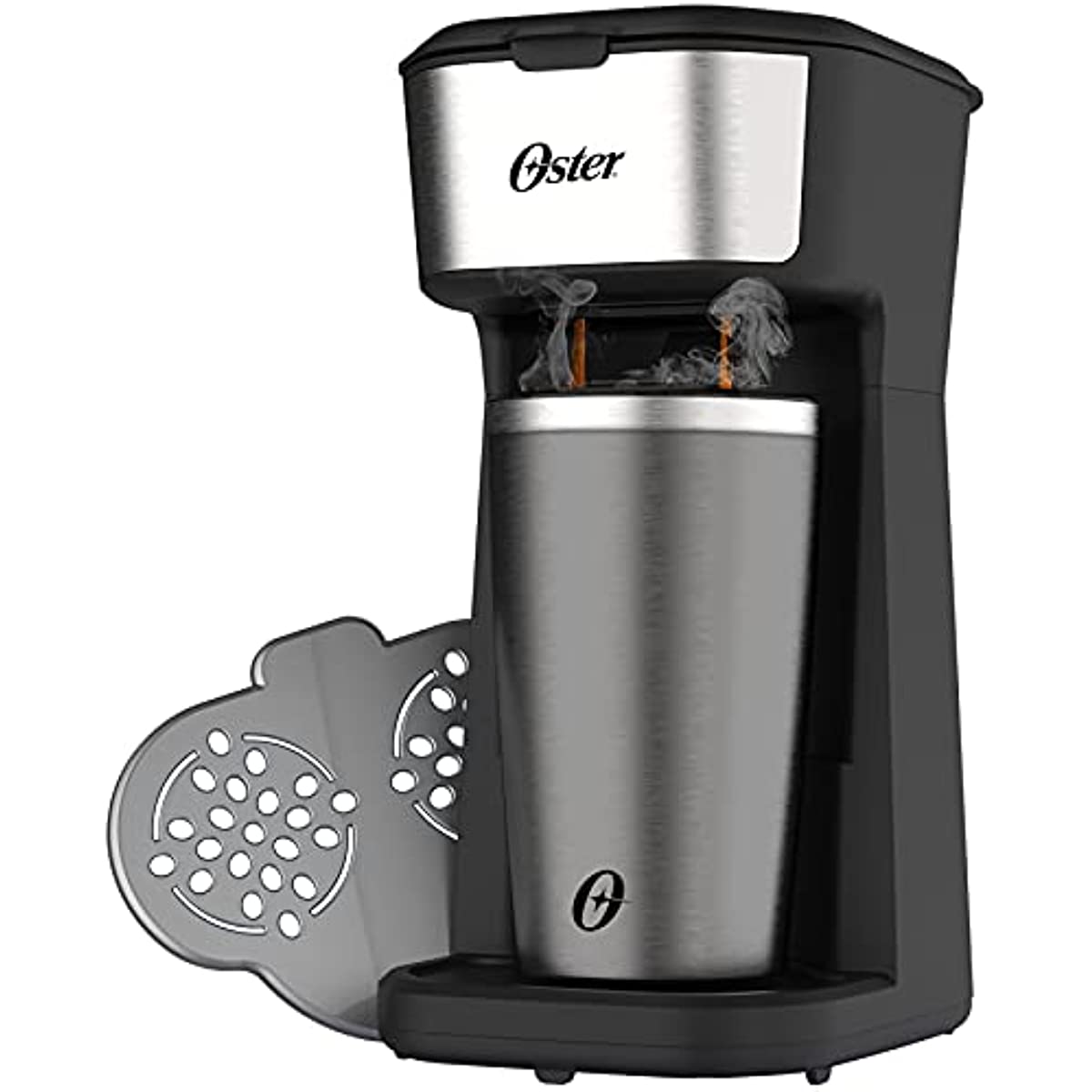 Cafeteira Oster 2Day Inox 2 em 1 com Copo Térmico, 110V, Preto/Inox, 600W, OCAF200