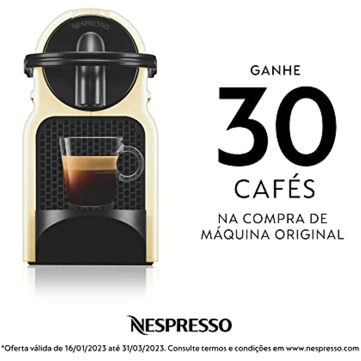 Nespresso Inissia Cafeteira 220V, máquina de café Espresso em casa, cápsula / cápsula elétrica automática (creme)