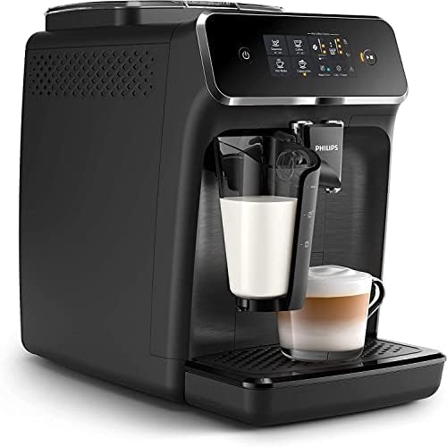 Philips 2200 Series Fully Automatic Espresso Machine - LatteGo Milk Frother, 3 Coffee Varieties , Intuitive Touch Display, Black, (EP2230/14)